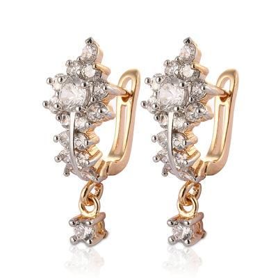 Fashion Costume Jewelry Women 14K 18K Gold Plated Imitation Hoop Huggie Earring with CZ Pearl