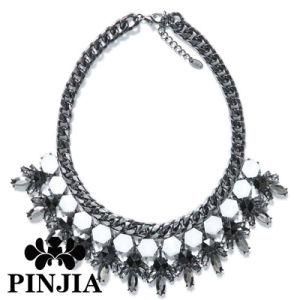 Crystal Leaves Gray Necklace Leaf Statement Cluster Crew Imitation Jewelry