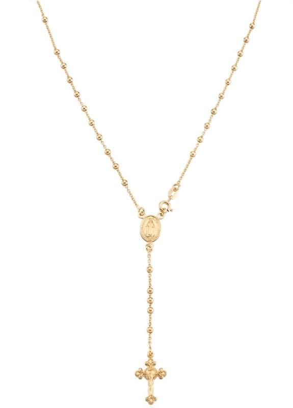Gold Plated Beaded Necklace for Religious Long Adjustable Necklace for Men Women