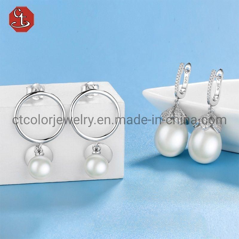 Trending jewelry hot sale factory price Hoop 925 silver pearl earrings