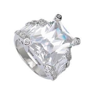 New Factory Princess Cut 925 Sterling Silver CZ Ring