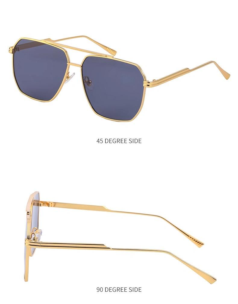 2022 Men Retro Trendy Fashion Sun Glasses China Factory Direct Sale UV 400 Custom Logo Metal Frame Square Sunglasses