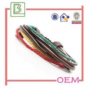 Multi-Color Weaving Split Leather Wrist Bangles