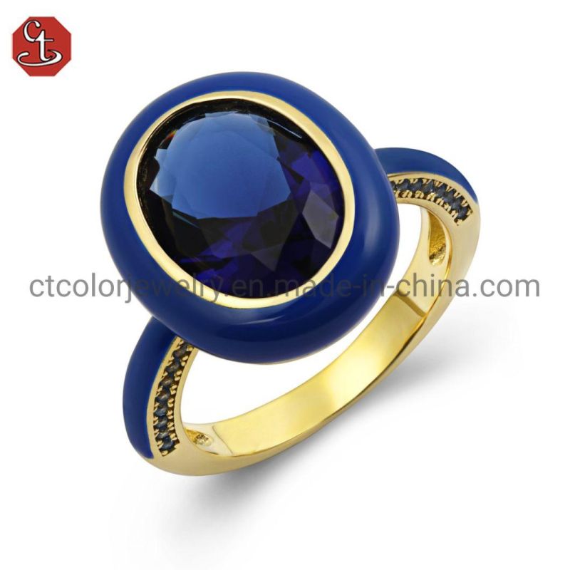Fashion designer jewellery online jewelry 925 silver Enamel color Ring