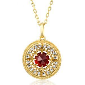 Vintage Gemstone Jewelry Topaz Garnet 925 Sterling Silver Jewellery Necklace