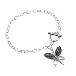Sterling Silver Link Bracelet with Butterfly Charm