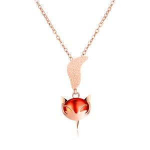 Gold Plated Stainless Steel Red Beaded Fox Clavicle Chain