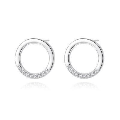 925 Silver Jewelry One Circle Needle Ear Studs