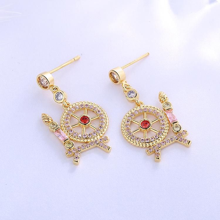 Cheap Birthday Gift Fashion Gold New Model Fancy CZ Stud Earring