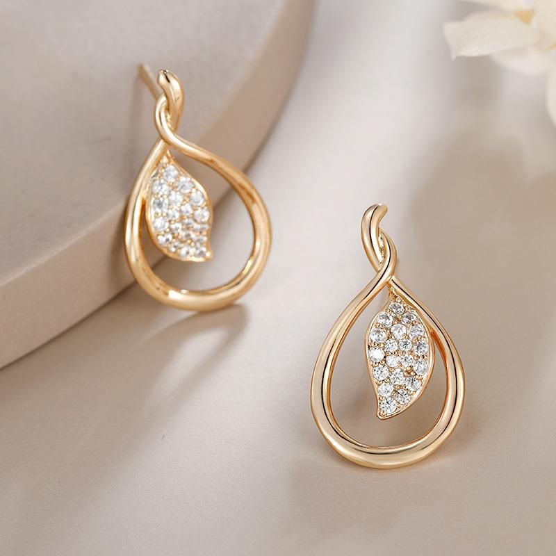 Cross-Border European and American Simple Geometric Metal Earrings with High Sense of Korean Temperament Zircon Earrings
