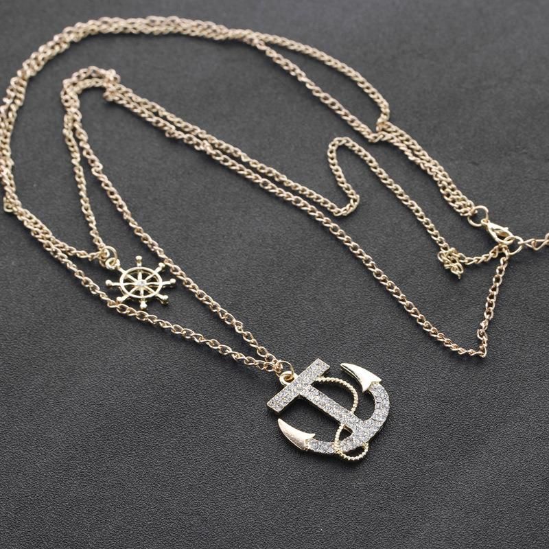 Fashion Anchor Cargo Navy Necklace Double Sweater Chain Necklace