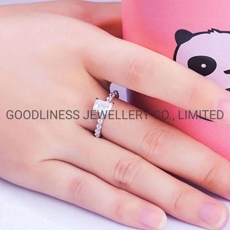 Silver Engagement Wedding Promise Women CZ Diamond Rings for Women