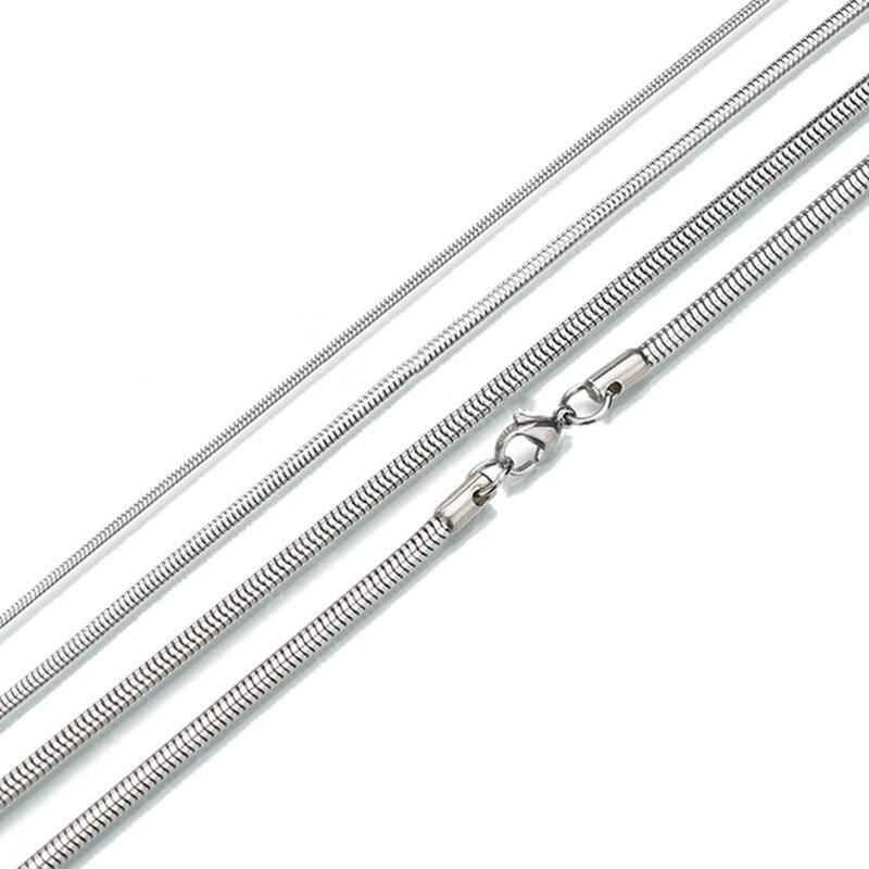 Stainless Steel Round Snake Chain Necklace for Men Women Jewelry