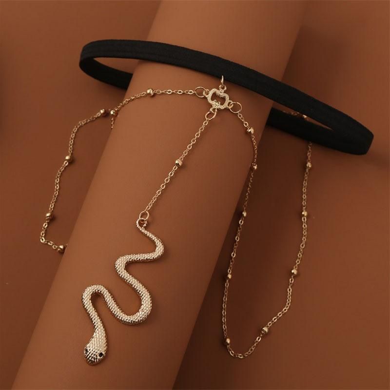 2022 Bohemian Boho Gold Color Metal Beaded Chain Thigh Chain for Women Big Snake Pendants Leg Chain Body Jewelry Beach Style Gift