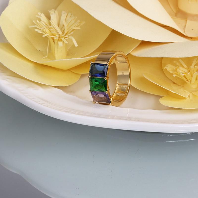 Three Colros Fine Jewellery Fashion Accessories Fashion Jewelry Big Shining Cubic Zirconia Moissanite Elegant Ring