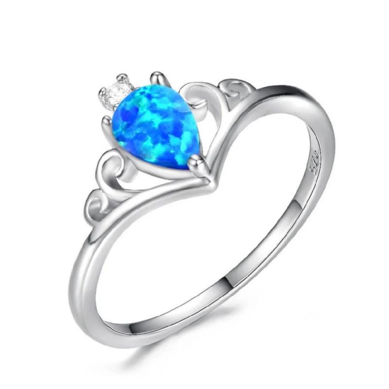 Wholesale Elegant Charming Opal Ring for Women Tarnish Resistant High Polish Minimalist Heart Silver Ring