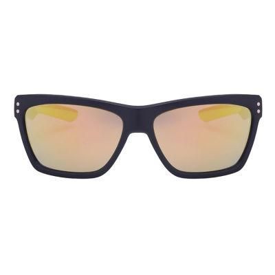 Matte Black Frame Mirrored Lens Sports Sunglasses