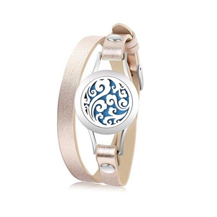 Stainless Steel Aromatherapy Locket Bracelets Leather Band