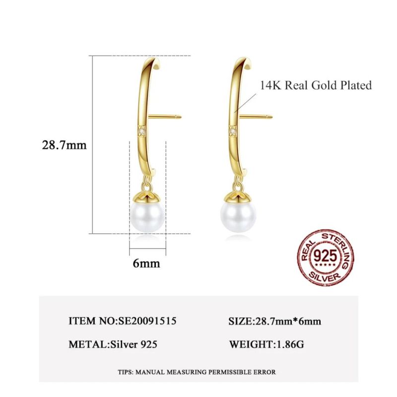 Natural Freshwater Pearl Silver Stud Earring for Women