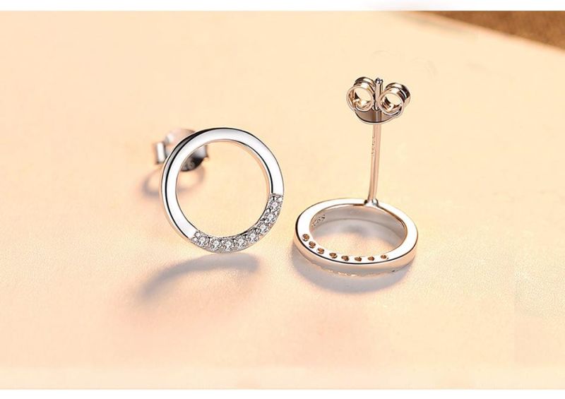 925 Silver Jewelry One Circle Needle Ear Studs