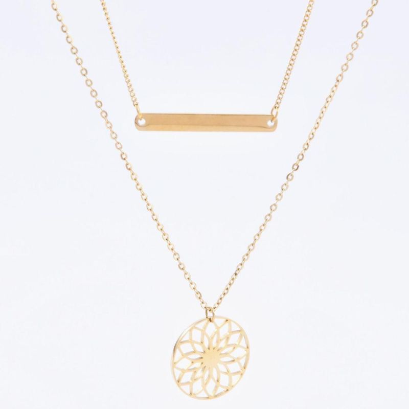 Wholesale Stainless Steel Custom Charm Layering Necklace for Girls Gold Plated jewelry
