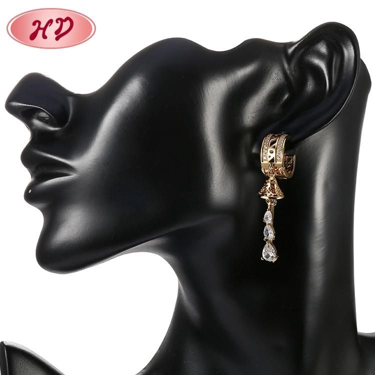 Fashion Ladies Round-Shape Hoop Huggie Earrings with Cubic Zirconia