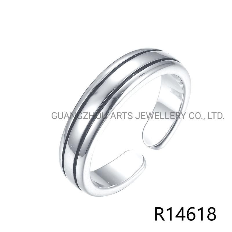 Fashion 925 Sterling Silver Three Layer Line Ring