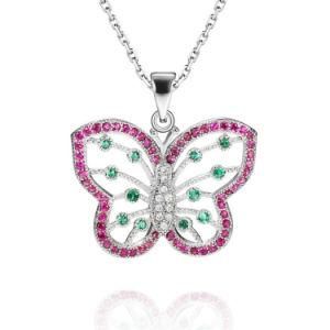 New 925 Sterling Silver Colorful CZ Butterfly Pendant Jewelry