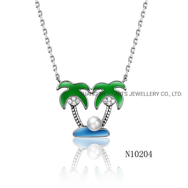 Fashion Jewelry Star with Pearl Silver Charm Necklace