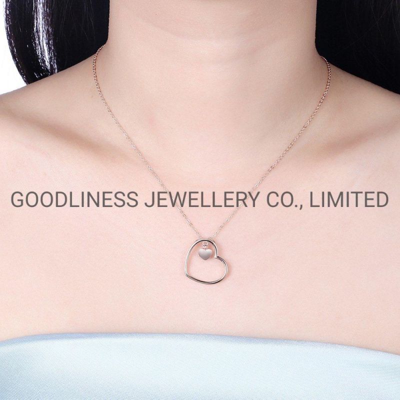 Initial Rose Gold Plated Chain Heart Pendant Necklace for Women