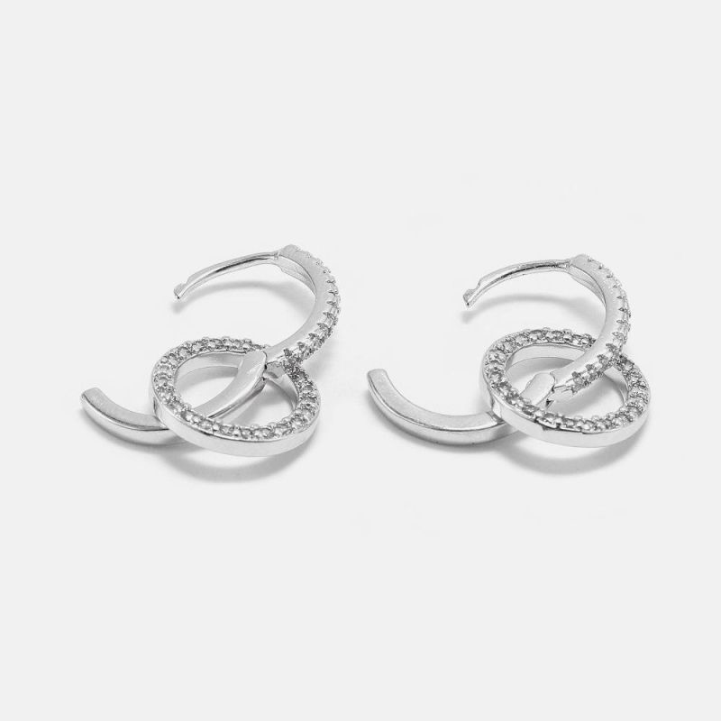 Fashionable Simple Earrings for Women Gold-Plated Zircon Circle Earrings