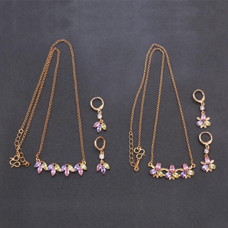 Fashion Wholesale Imitation Costume Gold Silver Stainless Steel Charm Jewelry with Earring Sets Pendant Necklace