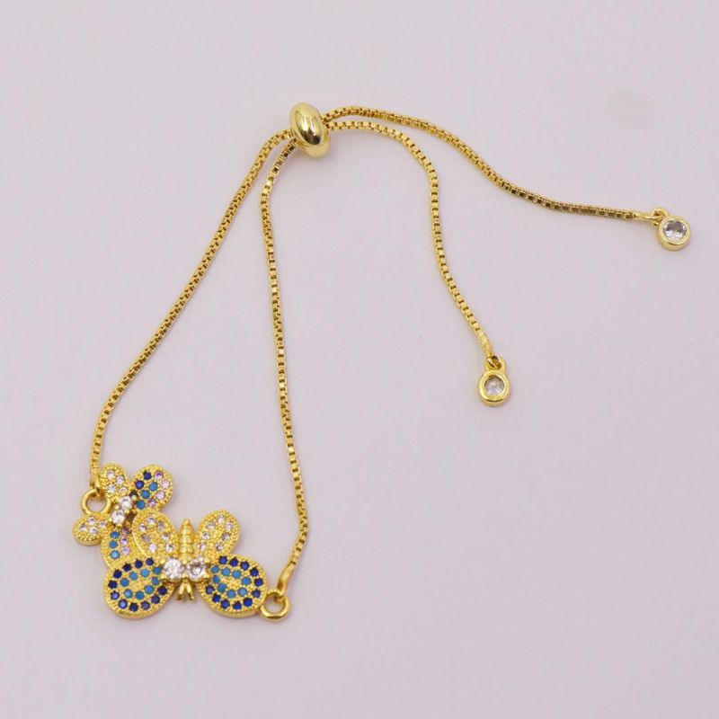 Fashion 18K Gold Plated Charm Link Chain Adjustable Elegant Bracelet Jewelry for Women