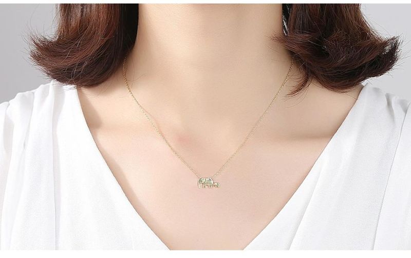 Sterling Sliver 925 Jewelry Mother-Child Elephant Necklace