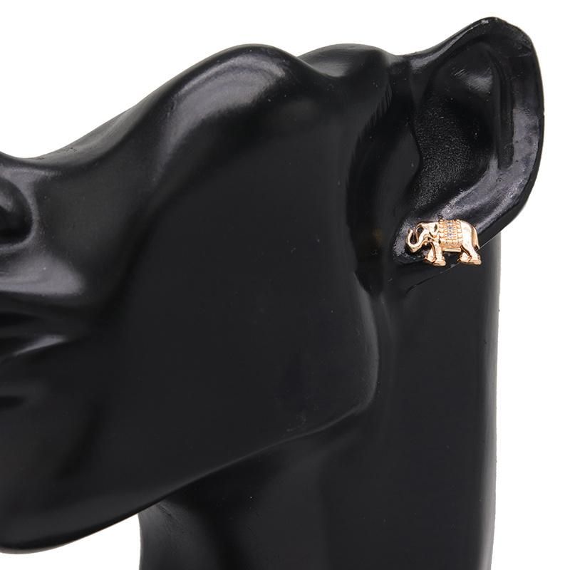 Unique Design Animal Zircon Piercing Elephant Stud Earrings