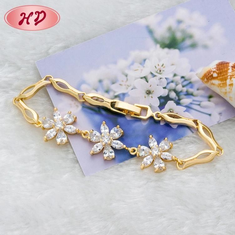 Handmade White Cubic Zirconia Gold Plating 14K 15K Gold Bracelet
