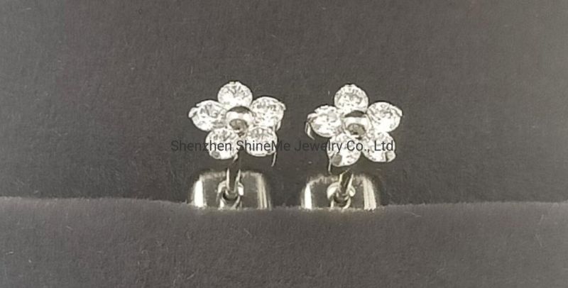 Fashion Jewelry Top Quality ASTM F136 Titanium Body Piercing Silver Jewelry CZ Ear Studs Earring Tper10