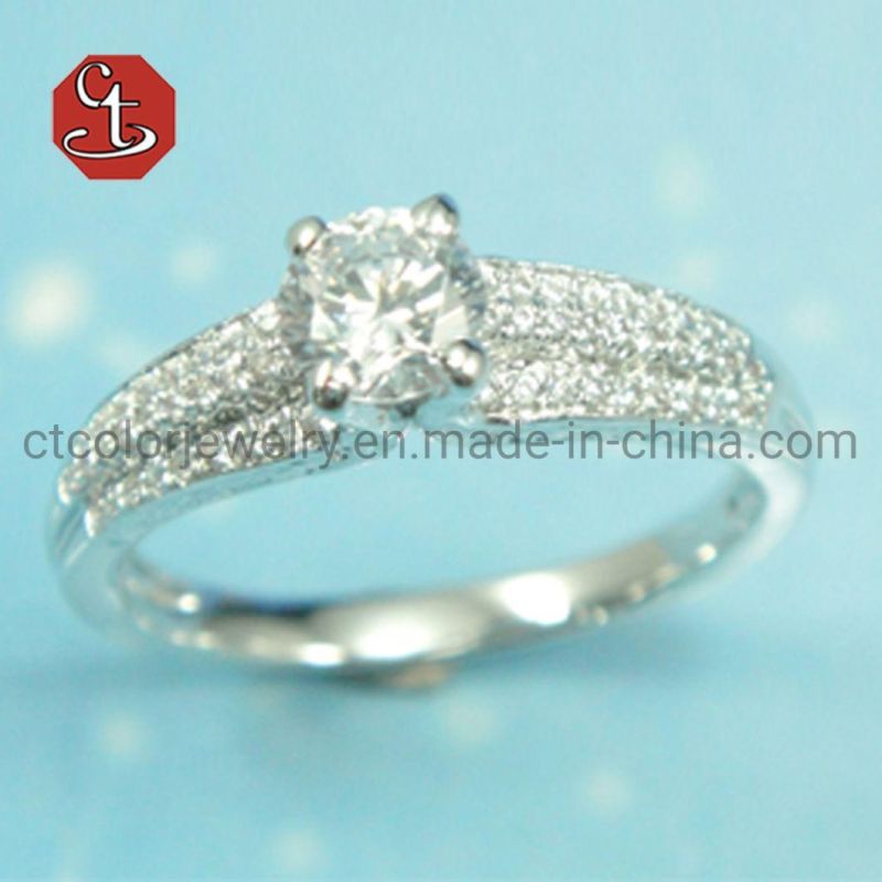 Wedding Proposal Silver Rings For Women Luxury Shiny Zircon Rhodium Lover Ring Fashion Jewelry