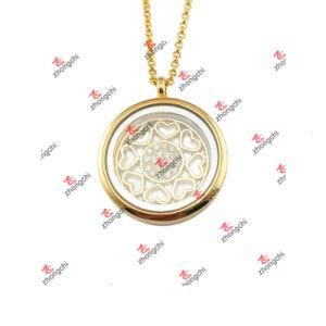 Fashion DIY Alloy Gold Plates Story Locket Necklace Jewelry (PSJ60104)