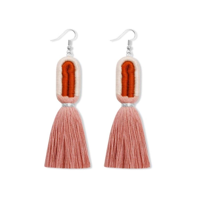 Bohemian Custom Hand-Made Vintage Rainbow Tassel Earrings