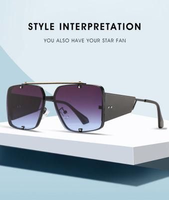 Fashion Plane Style Retro Square UV400 Metal Sunglasses