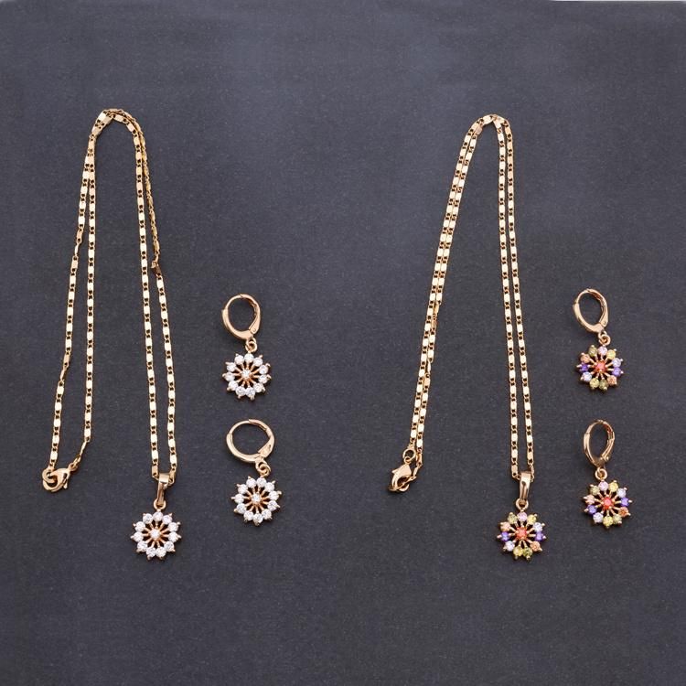 Imitation Costume Wholesale Fashion Gold Silver Stainless Steel Charm Jewelry with Earring Sets Pendant Necklace
