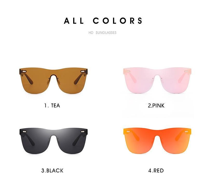Siamese Piece Colorful Men Fashion Frameless Sunglasses One Big Frame Candy Color Sunglasses Female