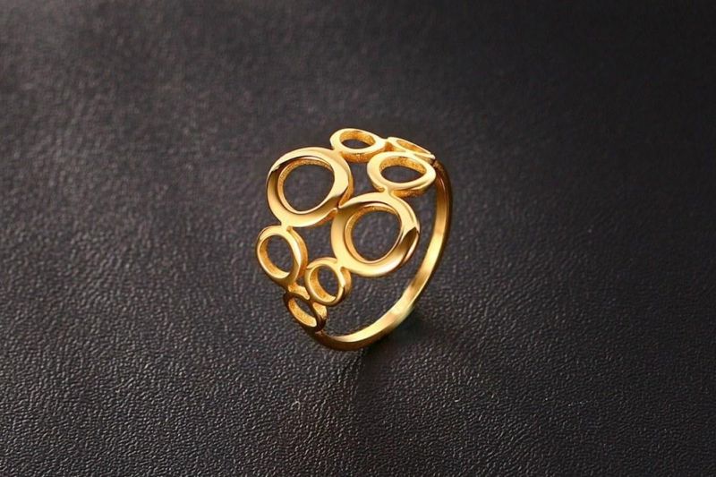 High Quality Gold Color Elegant Circle Finger Ring for Lady