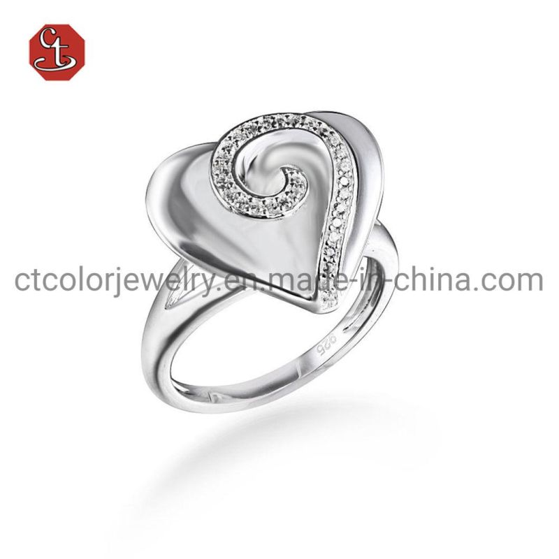 Fashion Colorful CZ Jewelry Flower Silver Ring with Two Tone