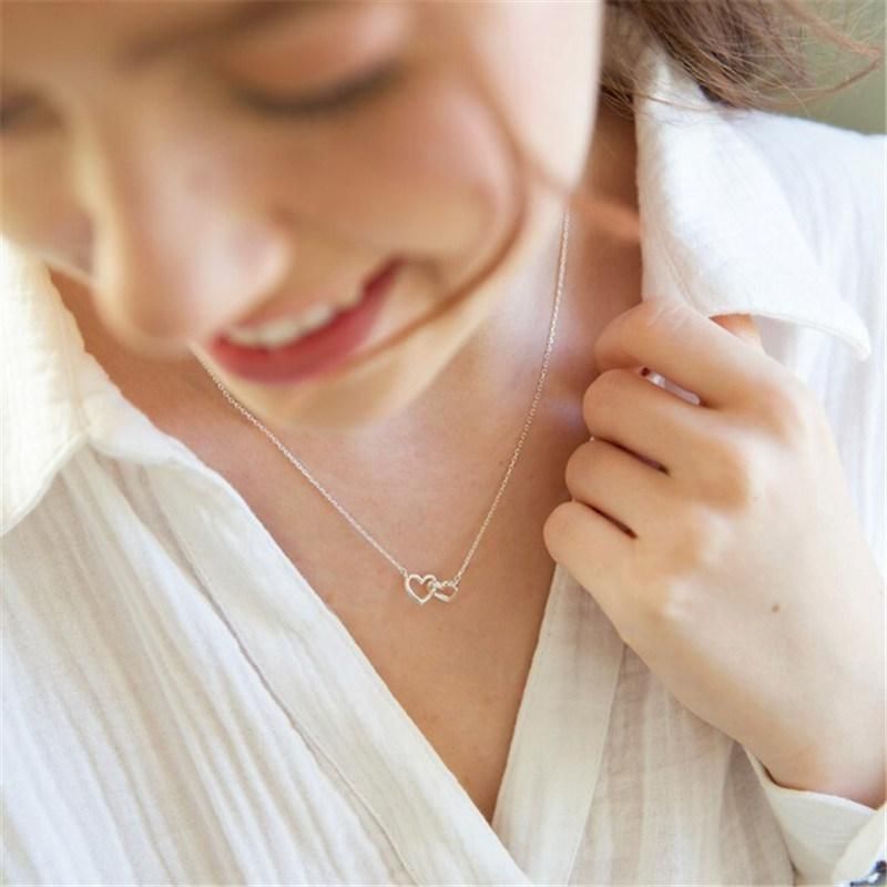 Factory Wholesale Tiny Interlocking Hearts Necklace in Rose Gold