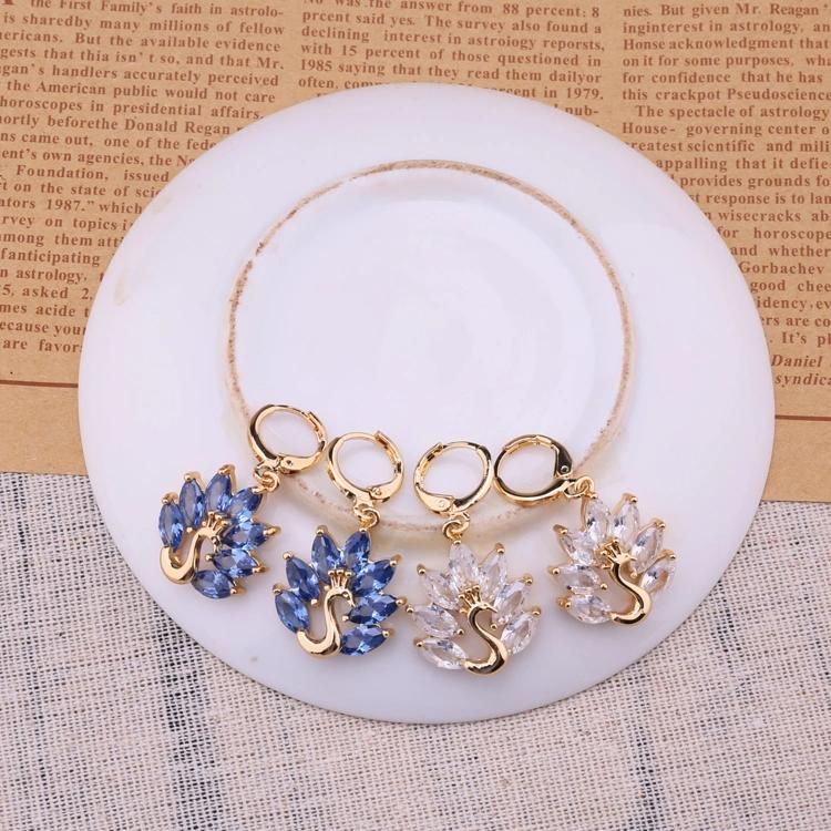 Latest CZ Drop Earring Jewelry, Gold Plated Fancy Design Hanging Earrings Woman