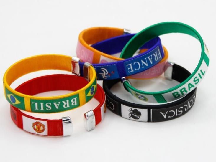 Polyester Leather Silicone Football Club′ S Wristband Factory Price Silicone Sports Bracelet Laser Engraved Adjustable Bangle