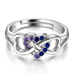 Heart Shape Infinity Love Open Ring in Sterling Silver