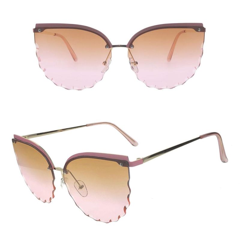 New Developed Cat Eye Half Rim Metal Fashion Sunglasses